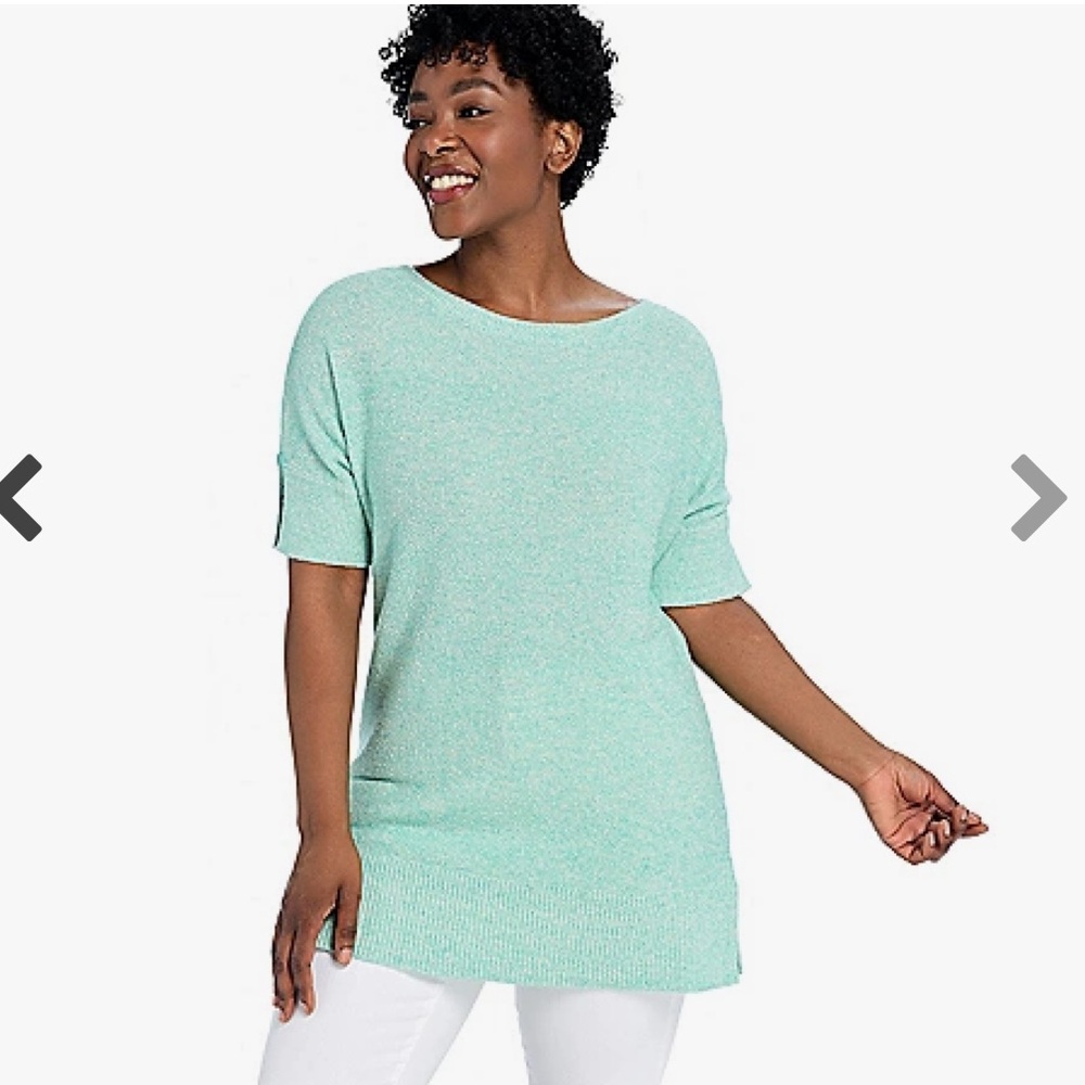 Women’s Christopher & Banks Mint‎ Elbow Sleeve Split Cuff Tunic Sweater